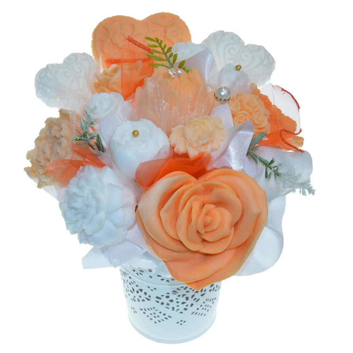 Mydlová Kytica - oranžovo - biela